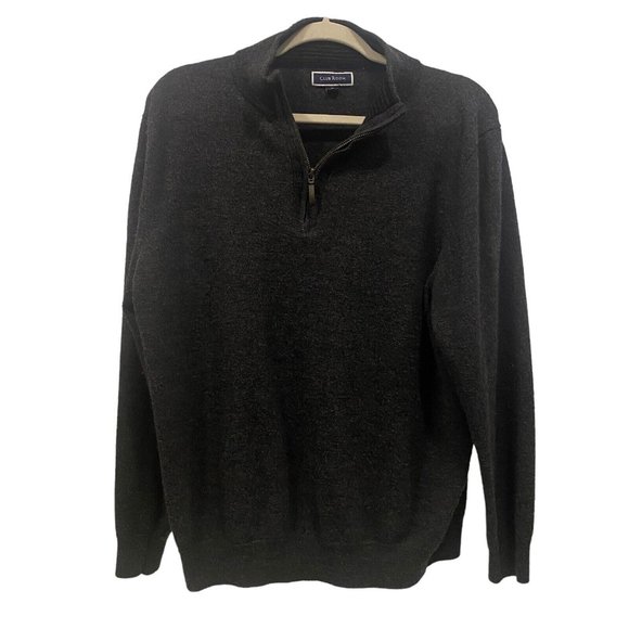 CLUB ROOM Men's Sweater GRAY 1/4 Zip Merino Wool Pullover Long Sleeve Size XL - Picture 1 of 6